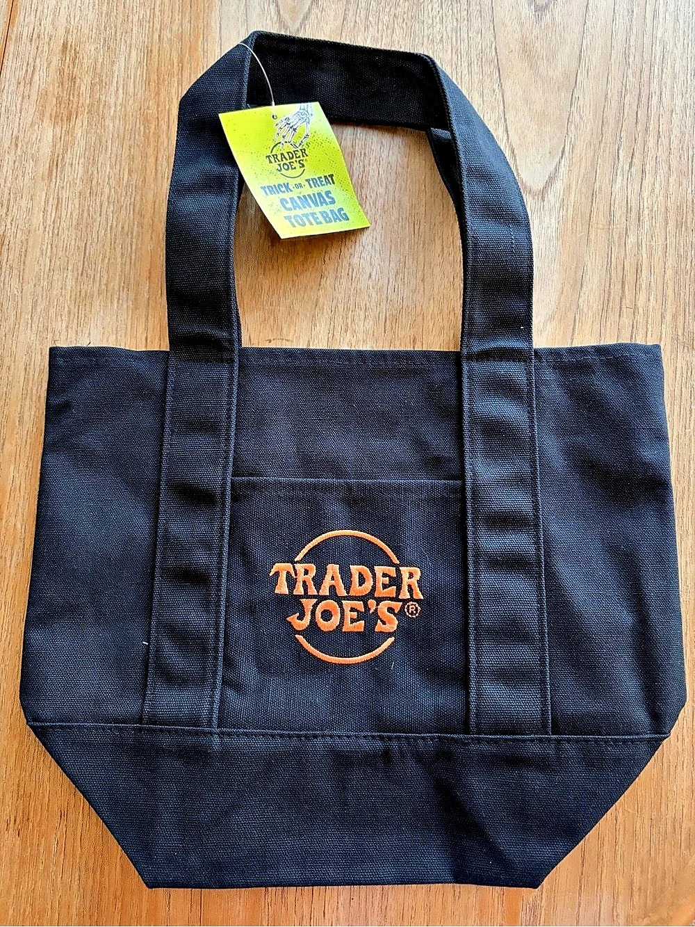 Trader Joe's Trick-or-Treat Mini Canvas Tote Bag Black